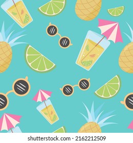 Seamless summer pattern. For printing on wrapping paper, bed linen, shopper. Vector.