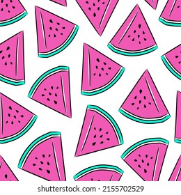 Seamless summer pattern with sliced watermelon