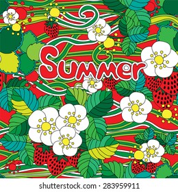 seamless summer pattern with strawberries. vector illustration