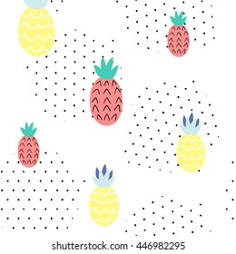 Seamless summer pattern. Vector background with different elements. Design for prints, shirts and posters.