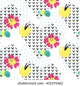Seamless summer pattern. Vector background with different elements. Design for prints, shirts and posters.