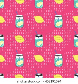 Seamless summer pattern. Vector background with different elements. Design for prints, shirts and posters.