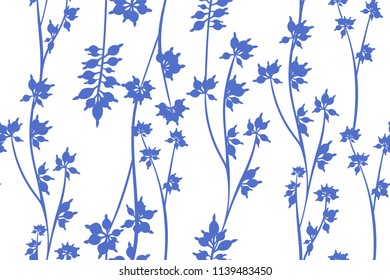 Seamless Summer Pattern in Watercolor Style. Vector Eucalyptus Leaves. Beautiful Branches and Floral Elements. Tropical Plants. Botanical Background. Summer Pattern for Wedding Design, Print, Textile.