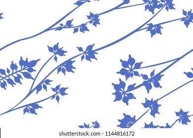 Seamless Summer Pattern in Watercolor Style. Vector Eucalyptus Leaves. Beautiful Branches and Floral Elements. Tropical Plants. Botanical Background. Summer Pattern for Wedding Design, Print, Textile.