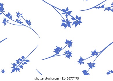 Seamless Summer Pattern in Watercolor Style. Vector Eucalyptus Leaves. Beautiful Branches and Floral Elements. Tropical Plants. Botanical Background. Summer Pattern for Wedding Design, Print, Textile.