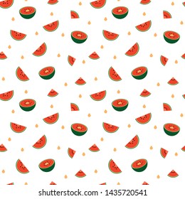 Padrão contínuo de verão de peças de melancia vetor de fundo ilustração