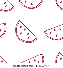 Seamless summer pattern with watermelon slices. Hand drawn doodle illustration for cards, posters, banners, textile and other design.