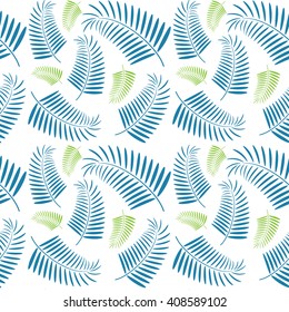  Seamless summer pattern.Tropical palm tree leaves pattern