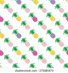 Seamless summer pineapple fruit illustration background pattern in vector