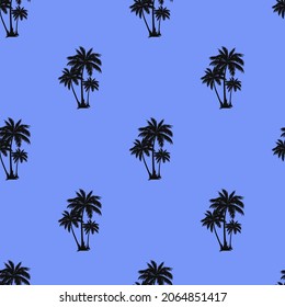 seamless summer print of flames on a blue background. wind pattern of palm trees for clothing or print