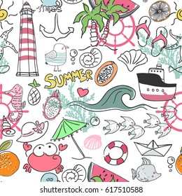 seamless summer sea theme pattern
