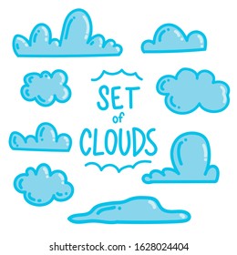 seamless summer set whit blue cartoon clouds