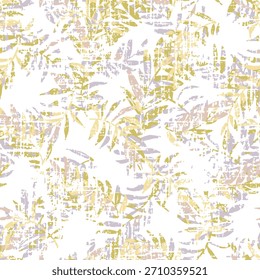 seamless summer small vector green leaf design pattern on white linen textured background, 