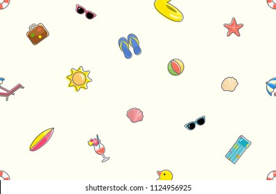 Seamless summer stickers pattern