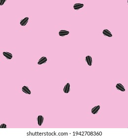 Seamless summer sunflower seed vector pattern. Repeat floral background with cute flower elements. Trendy light pink fashion print design. Modern illustration.