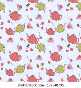 Seamless summer tea party pattern