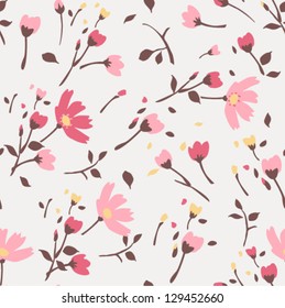 seamless summer tiny floral pattern on pink  background