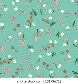 seamless summer tiny floral pattern on mint background