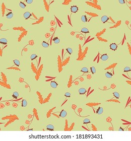 seamless summer tiny floral pattern on green background