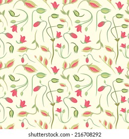 seamless summer tiny floral pattern on beige background