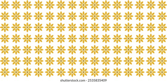 Seamless summer top view yellow pattern with flowers, with white background. Cute elegant flowers vector illustration for poster or cover