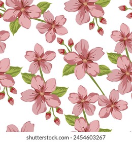 seamless summer tropical floral background vector pattern