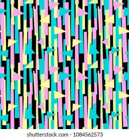 Seamless summer tropical floral pattern, textile doodle grunge texture.Trendy modern ink artistic design with authentic,unique scrapes, watercolor blotted background, expressive ink painting