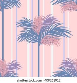 Seamless summer tropical pattern with palm trees, vector background. Good for wallpapers, web page backgrounds, surface textures, textile