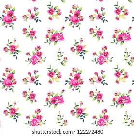 seamless summer tropical vintage flowers pattern background with check background