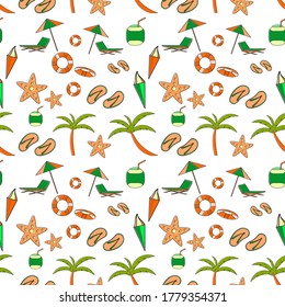 Seamless summer, the tropics, holidays to the coast sea trips, playing on the beach, suitable for the texture of wallpapers, textiles, fabrics and other patterns