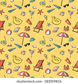 Seamless summer vacation travel pattern background vector illustration
