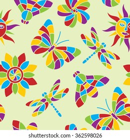 Seamless summer vector pattern in vibrant colors