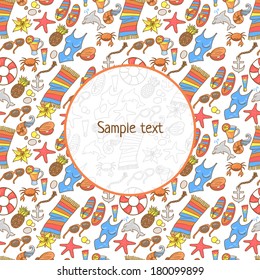 Seamless summer vocation and relaxation sunny beach seamless pattern background.