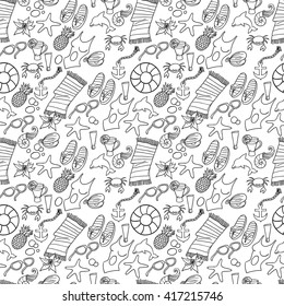 Seamless summer vocation and relaxation sunny beach seamless pattern background.