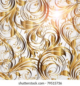 Patrón de fondo de pantalla de verano sin foco de oro, vector. Eps 10.