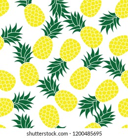 Seamless summer Yellow color pineapple on colored background. Seamless pattern in vector. Fruit illustration