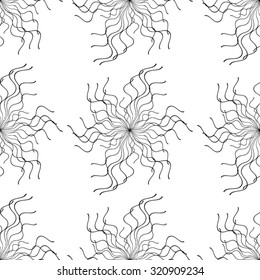 Seamless Sun Burst Rays Vector Pattern . 