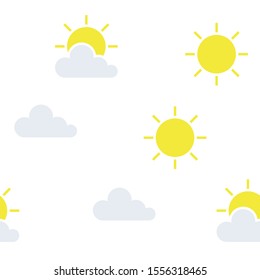 Seamless sun and clouds pattern. Weather icons repetitive pattern. EPS 10