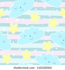 seamless sun and stars pattern vector illustration