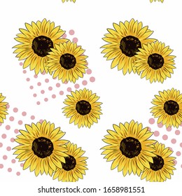 Seamless sunflower pattern design for background