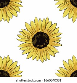 Seamless Sunflower Pattern design for textile and background