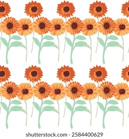 Seamless Sunflower Pattern with Hand-Drawn Aesthetic