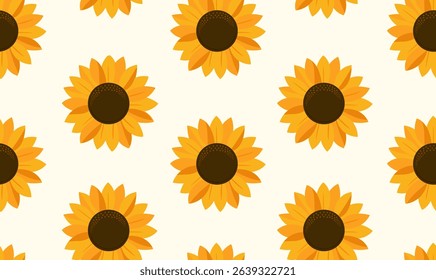 Seamless sunflower pattern on isolated background. Summer design for packaging, textiles. Vector illustration.