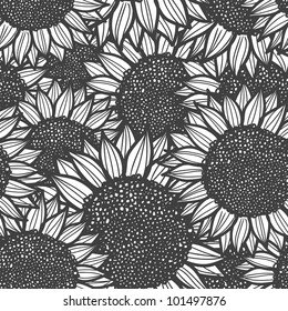 Seamless sunflower pattern. Vector illustration