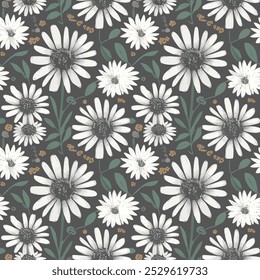 Seamless Sunflower Vector Pattern Bckground