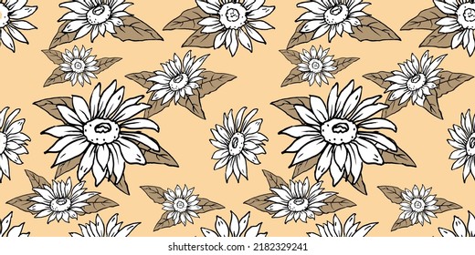 Flores de sol sin soldadura vector de rayas abstractas para tela, ilustración, decoración