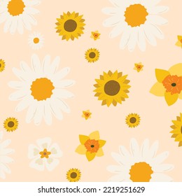 Seamless sunflowers pattern design vector