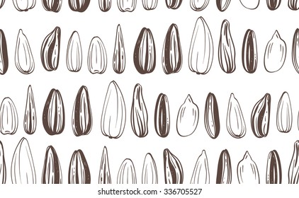 Seamless Sunflowers Seeds Background. Vector illustration.