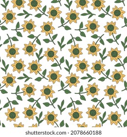 Seamless Sunflowers Vector Decorative Pattern Stock Vector (Royalty ...