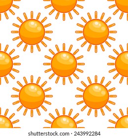 Seamless sunny background with cartoon sun icons